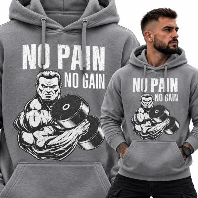 BLUZA Z KAPTUREM NA SIŁOWNIĘ NO PAIN NO GAIN 5